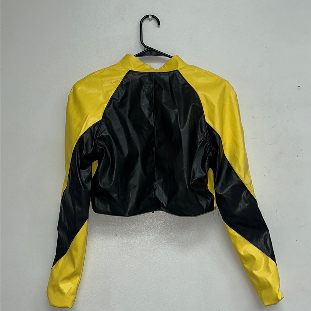 Yellow and Black Women's Two Piece Faux Leather Set - Picture 7 of 9